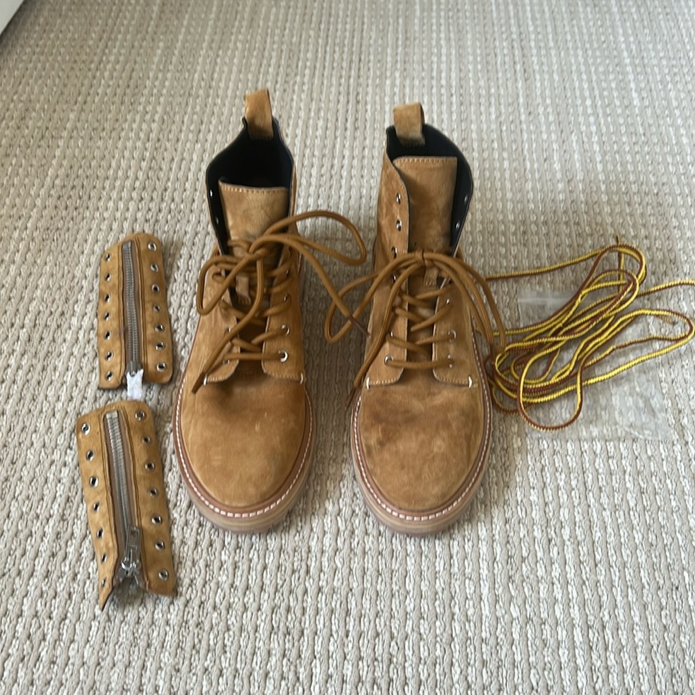 Rag & Bone NEW suede lace up combat boot. Zipper insert and changeable laces 8.5